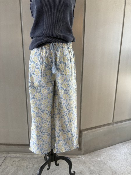 画像1: ブロックプリント　ポーチュラカのルームウェア　パンツ (1)