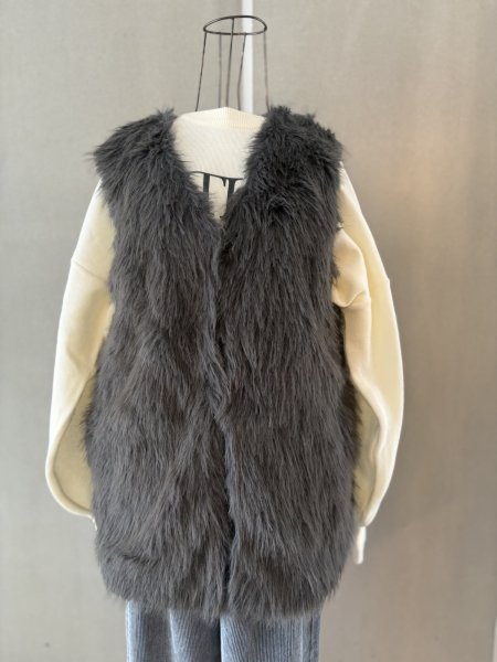 画像4: ミックスファー ジレ (4)