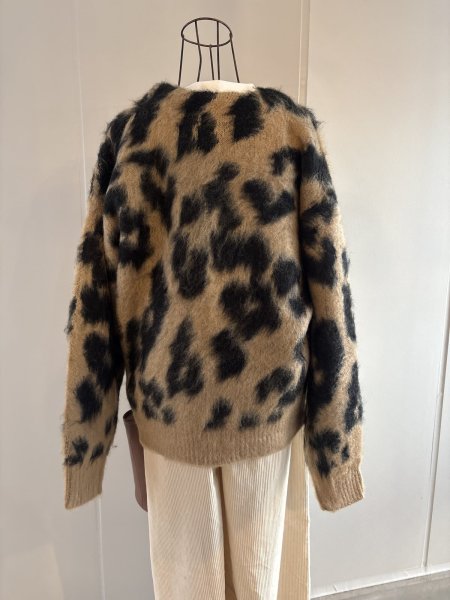 画像6: レオパード　シャギー　Vネック　カーディガン (6)