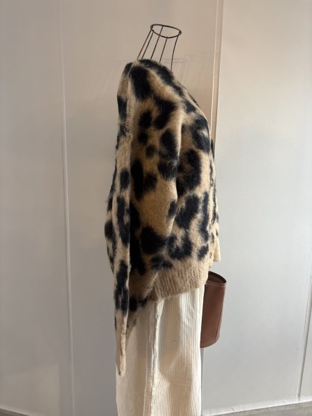 画像4: レオパード　シャギー　Vネック　カーディガン (4)