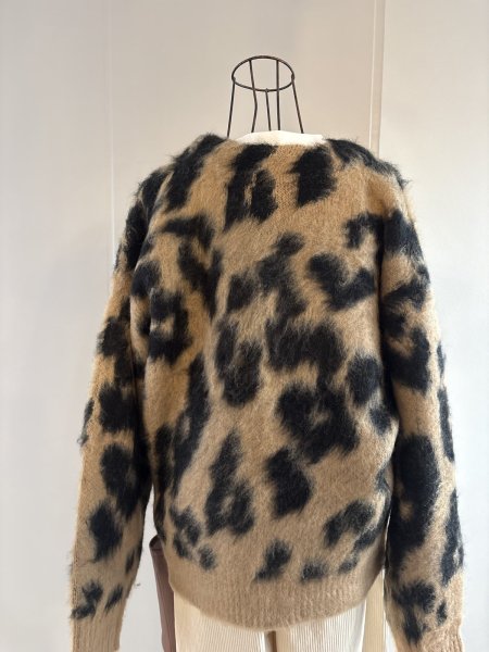 画像7: レオパード　シャギー　Vネック　カーディガン (7)