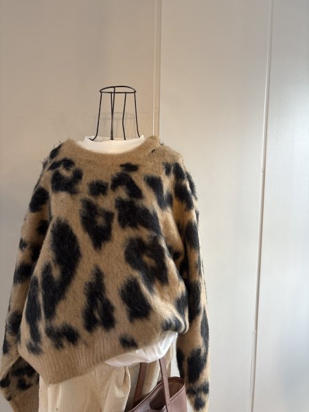 画像2: レオパード　シャギー　クルーネック　ニット (2)